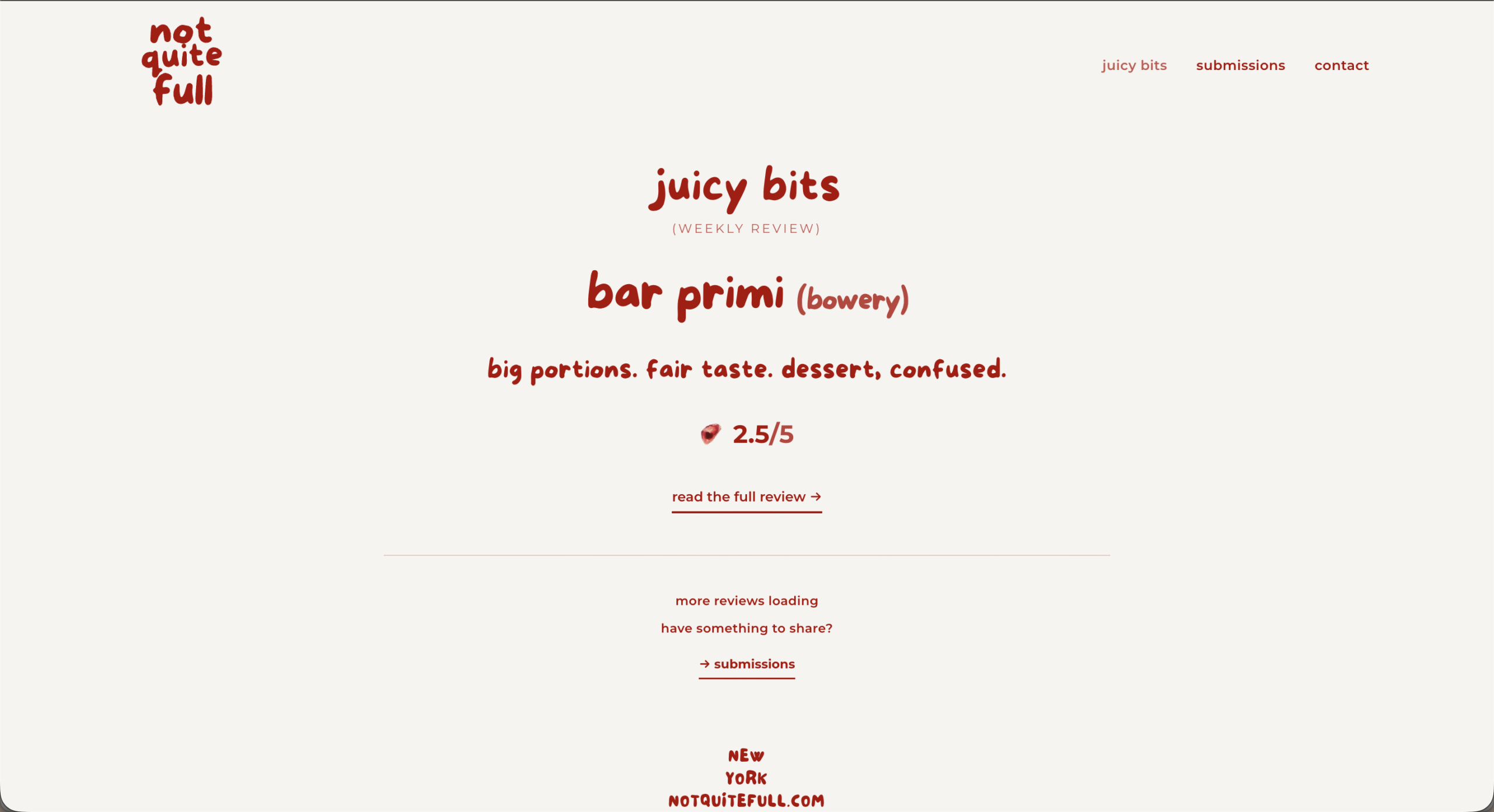 Not Quite Full — Screen 3