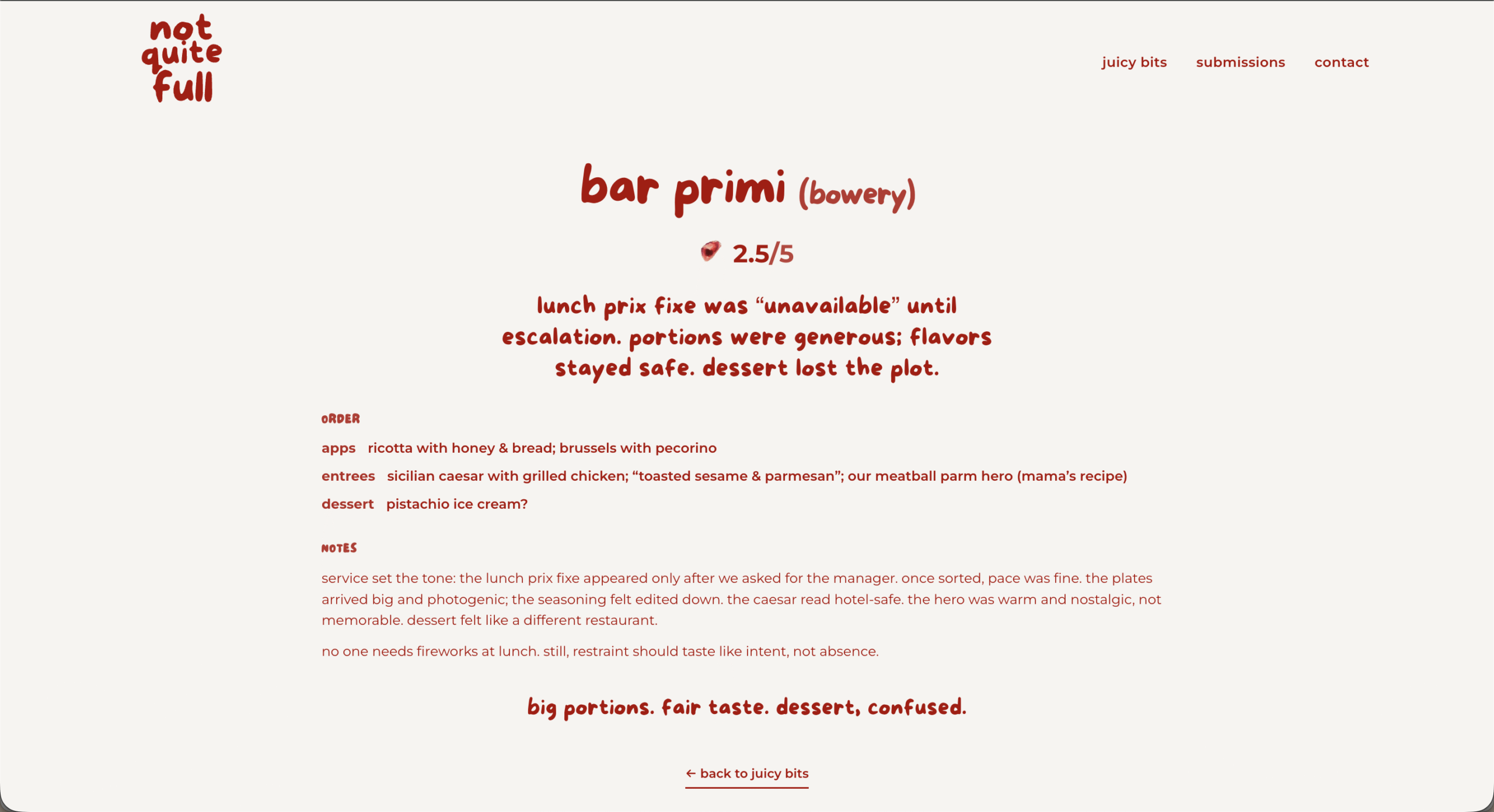 Not Quite Full — Screen 4